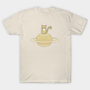 Cute Cat and Saturn T-Shirt